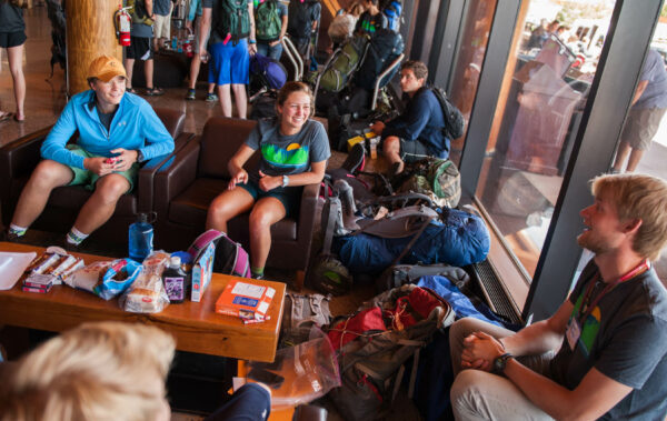 Travelers in the airport on arrival day