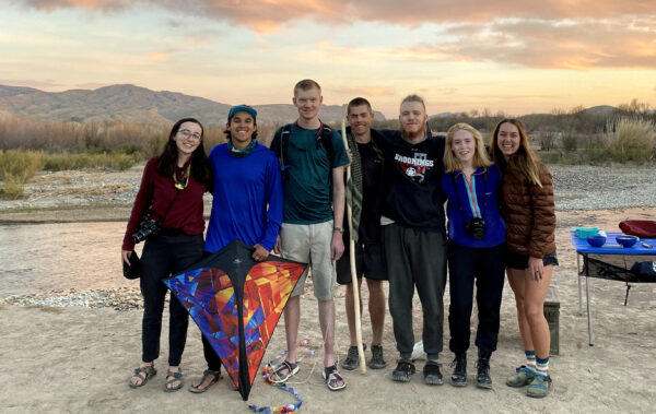 Students in the desert