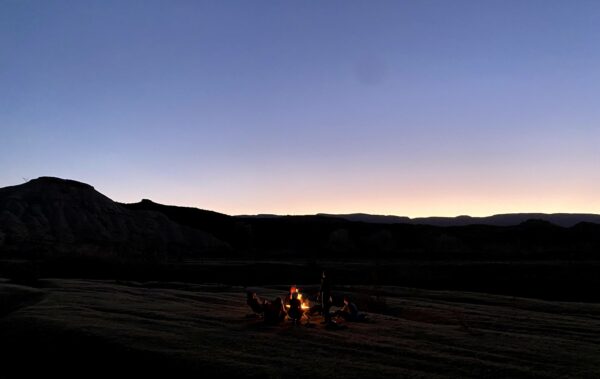 Students around a campfire