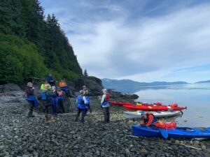 Group getting ready to sea kayak
